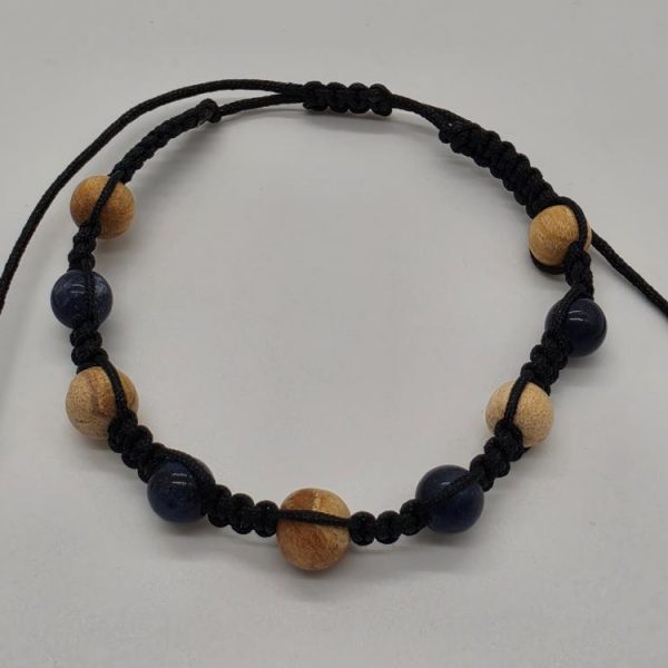 Pulsera Palo Santo y Cuarzo Azul Ajustable