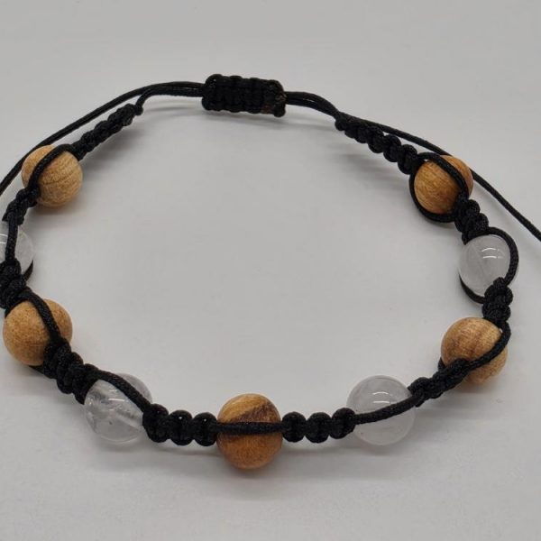 Pulsera Palo Santo y Cuarzo Rosa Ajustable