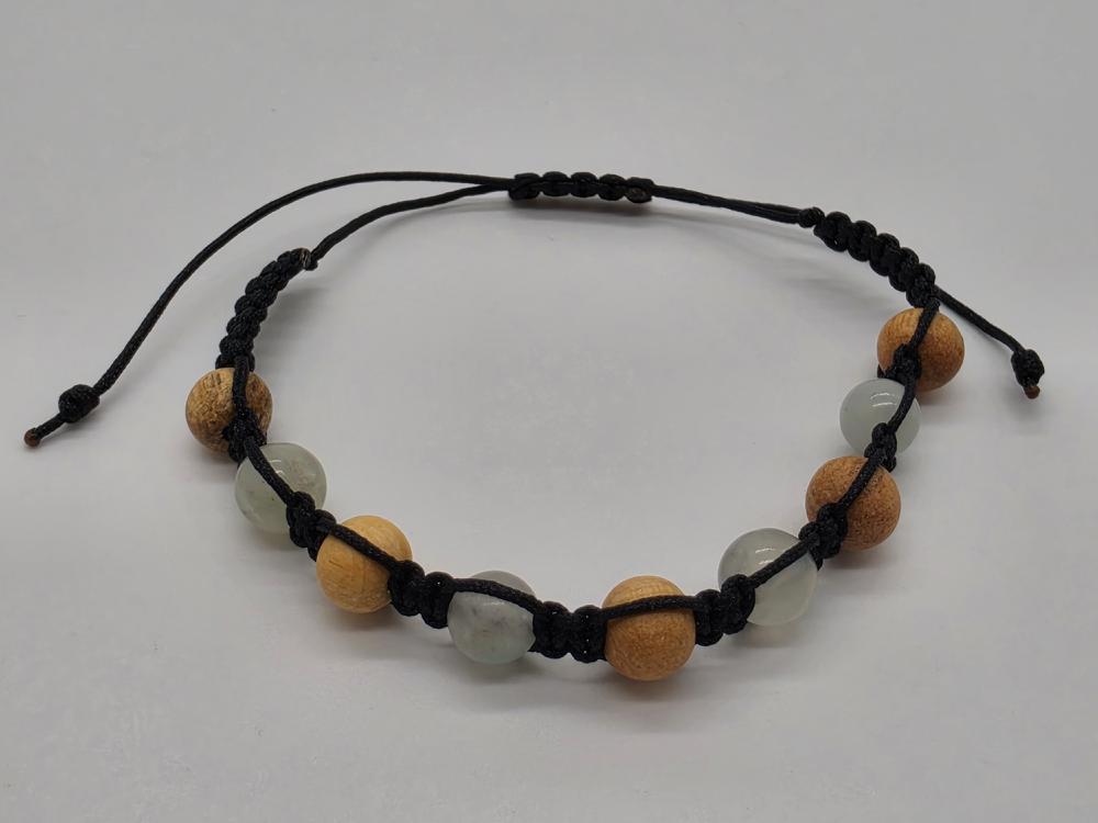 Pulsera Palo Santo y Jade Verde Ajustable
