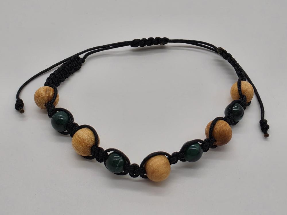 Pulsera Palo Santo y Malaquita Ajustable