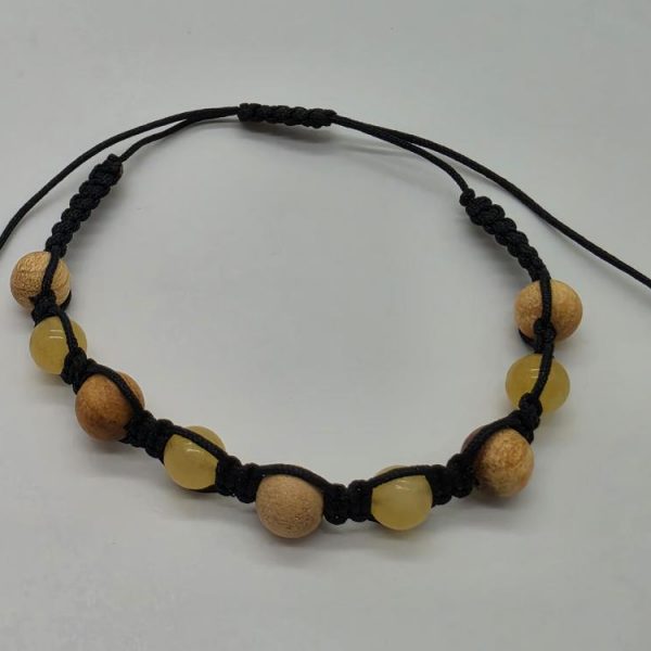Pulsera Palo Santo y Piedra Luna Amarilla Bola 6mm