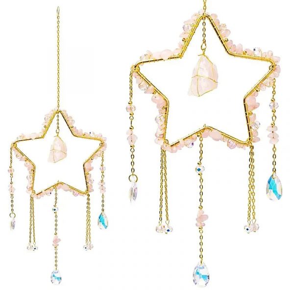 Atrapasol Estrella con Cuarzo Rosa