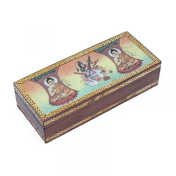 Caja del Tarot o Joyero 2 budas y Saraswati 26x11