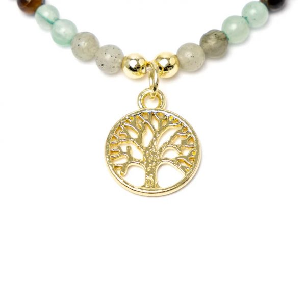 Collar Ajustable Árbol de la Vida con Mineral 4mm