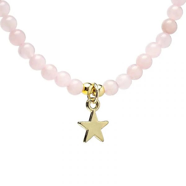 Collar Ajustable Cuarzo Rosa con Colgante Estrella