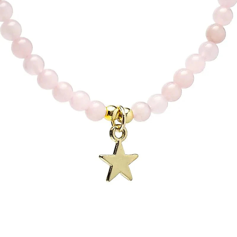 Collar Ajustable Cuarzo Rosa con Colgante Estrella