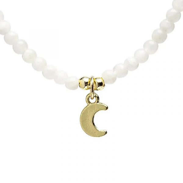 Collar Ajustable Piedra Luna con Colgante Luna