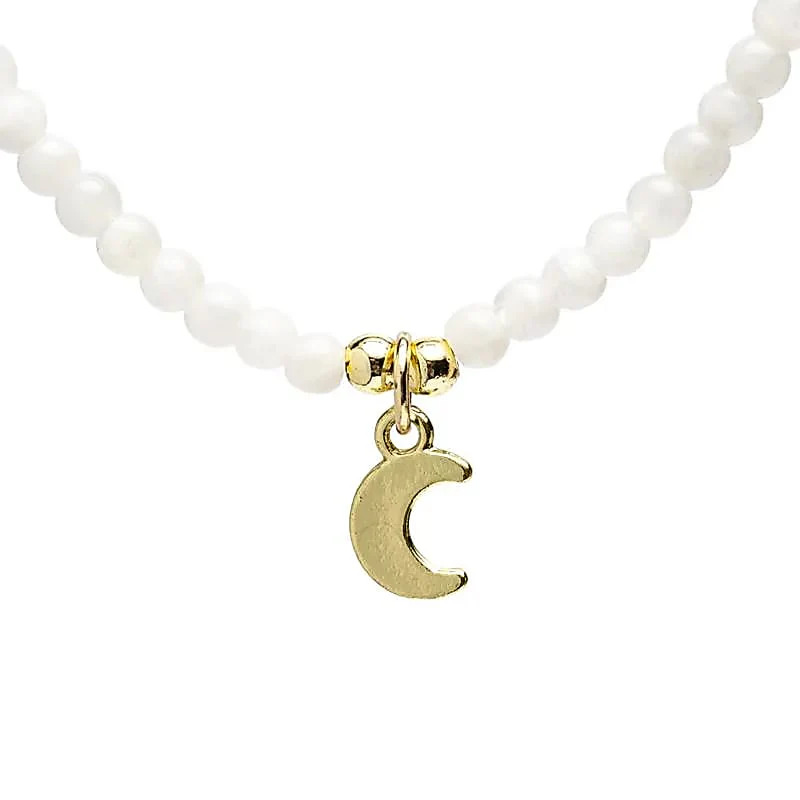 Collar Ajustable Piedra Luna con Colgante Luna
