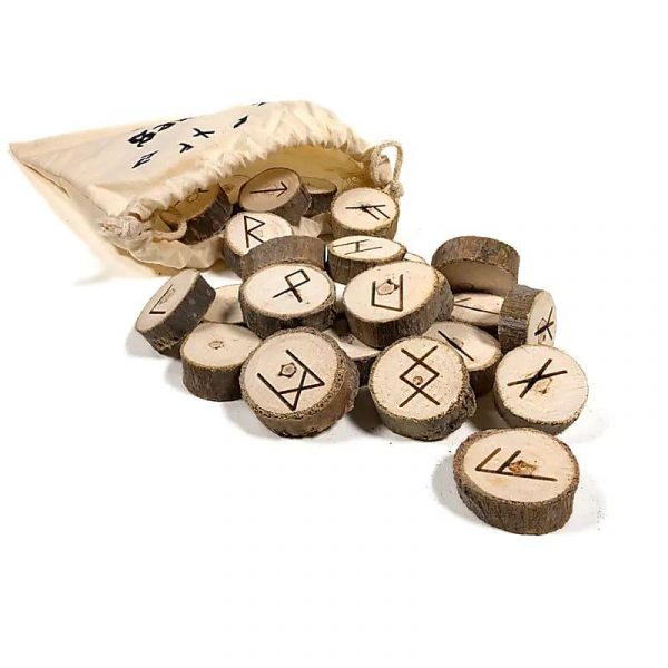 Oráculo de las Runas Juego de Madera con Bolsa